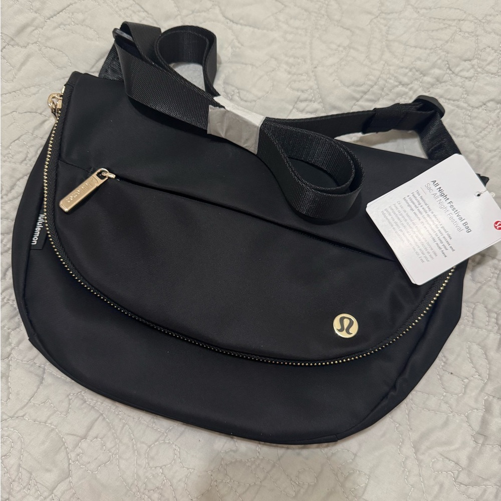 Lululemon All Night Festival Bag 5L - black with gold hardware - NEW